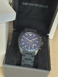 Emporio Armani Sigma Chronograph Blue Dial Black Silicone Strap Watch For Men - AR6121 Authentic Buy Shop Now