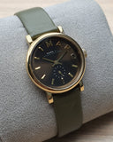 Marc Jacobs Baker Olive Green Dial Olive Green Leather Strap Watch for Women - MBM1328 Authentic Buy Shop Now