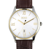 Hugo Boss Classic White Dial Brown Leather Strap Watch for Men - 1513486 Authentic Buy Shop Now