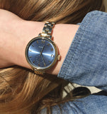 Marc Jacobs Sally Blue Dial Gold Steel Strap Watch for Women - MBM3366 Authentic Buy Shop Now