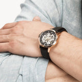 Fossil Townsman Automatic Skeleton Black Dial Black Leather Strap Watch for Men - ME3084 Authentic Buy Shop Now