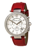 Michael Kors Parker Silver Dial Red Leather Strap Watch for Women - MK2278 Authentic Buy Shop Now