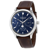 Movado Heritage Moonphase Blue Dial Brown Leather Strap Watch For Women - 3650009 Authentic Buy Shop Now