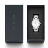 Daniel Wellington Iconic Link White Dial Silver Steel Strap Watch For Women - DW00100207 Authentic Buy Shop Now