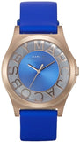 Marc Jacobs Henry Skeleton Blue Dial Blue Leather Strap Watch for Women - MBM1244 Authentic Buy Shop Now