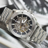 Fossil Modern Machine Automatic Silver Dial Silver Steel Strap Watch for Men - ME3081 Authentic Buy Shop Now