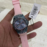 Guess Limelight Blue Dial Pink Rubber Strap Watch For Women - W0775L5 Authentic Buy Shop Now