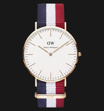Daniel Wellington Classic Cambridge White Dial Two Tone NATO Strap Watch For Men - DW00100003 Authentic Buy Shop Now