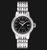 Tissot Carson Automatic Black Dial Silver Steel Strap Watch For Women - T085.207.11.051.00 Authentic Buy Shop Now