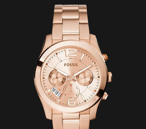 Fossil Boyfriend Multifunction Rose Gold Dial Rose Gold Steel Strap Watch for Women - ES3885 Authentic Buy Shop Now
