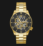 Guess Axle Multifunction Black Dial Gold Steel Strap Watch For Men - GW0488G2 Authentic Buy Shop Now