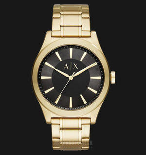 Armani Exchange Nico Analog Black Dial Gold Steel Strap Watch For Men - AX2328 Authentic Buy Shop Now