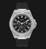 Guess Baguette Crystals Black Dial Black Silicone Strap Watch For Men - GW0208G1 Authentic Buy Shop Now