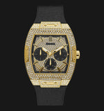 Guess Phoenix Multifunction Crystals Gold Dial Black Silicone Strap Watch For Men - GW0048G2 Authentic Buy Shop Now