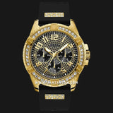 Guess Frontier Crystals Black Dial Black Silicone Strap Watch For Men - W1132G1 Authentic Buy Shop Now