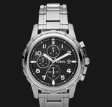 Fossil Dean Chronograph Black Dial Silver Steel Strap Watch for Men - FS4542 Authentic Buy Shop Now