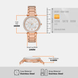 Michael Kors Parker Three-Hand Mother of Pearl White Dial Rose Gold Steel Strap Watch For Women - MK4695 Authentic Buy Shop Now
