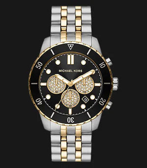 Michael Kors Cunningham Chronograph Black Dial Two Tone Steel Strap Watch For Men - MK8964 Authentic Buy Shop Now