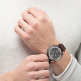 Hugo Boss Santiago Chronograph Grey Dial Brown Leather Strap Watch for Men - 1513861 Authentic Buy Shop Now