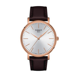 Tissot Everytime Gent Silver Dial Brown Leather Strap Watch for Men - T143.410.36.011.00 Authentic Buy Shop Now