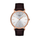 Tissot Everytime Gent Silver Dial Brown Leather Strap Watch for Men - T143.410.36.011.00 Authentic Buy Shop Now