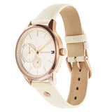 Tommy Hilfiger Brooke Quartz White Dial Cream Leather Strap Watch for Women - 1782022 Authentic Buy Shop Now