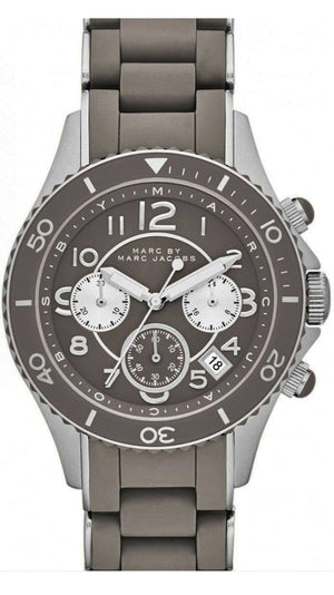 Marc Jacobs Rock Chronograph Grey Dial Grey Silicone Strap Watch for Women - MBM2595 Authentic Buy Shop Now