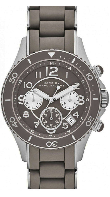 Marc Jacobs Rock Chronograph Grey Dial Grey Silicone Strap Watch for Women - MBM2595 Authentic Buy Shop Now