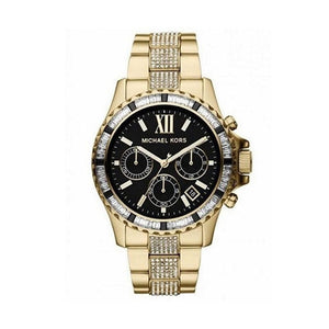 Michael Kors Everest Chronograph Black Dial Gold Steel Strap Watch For Women - MK5828 Authentic Buy Shop Now