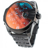 Diesel Uber Chief Chronograph Red Dial Black Steel Strap Watch For Men - DZ7373 Authentic Buy Shop Now
