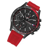 Tommy Hilfiger Multifunction Quartz Black Dial Red Rubber Strap Watch for Men - 1791722 Authentic Buy Shop Now