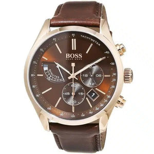 Hugo Boss Grand Prix Brown Dial Brown Leather Strap Watch for Men - 1513605 Authentic Buy Shop Now