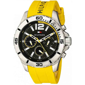 Tommy Hilfiger Sports Multifunction Black Dial Yellow Rubber Strap Watch for Men - 1791144 Authentic Buy Shop Now