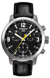 Tissot PRC 200 Chronograph Black Dial Black Leather Strap Watch For Men - T055.417.16.057.00 Authentic Buy Shop Now