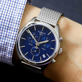 Tissot PR 100 Chronograph Blue Dial Silver Mesh Bracelet Watch for Men - T101.417.11.041.00 Authentic Buy Shop Now