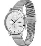 Hugo Boss Skymaster White Dial Silver Mesh Bracelet Watch for Men - 1513933 Authentic Buy Shop Now