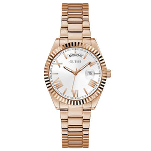 Guess Luna White Dial Rose Gold Steel Strap Watch for Women - GW0308L3 Authentic Buy Shop Now