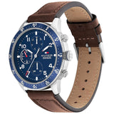 Tommy Hilfiger Jimmy Chronograph Quartz Blue Dial Brown Leather Strap Watch For Men - 1791946 Authentic Buy Shop Now