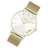 Coach Perry White Dial Gold Mesh Bracelet Watch for Women - 14503125 Authentic Buy Shop Now