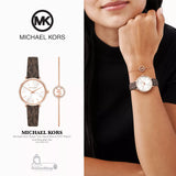 Michael Kors Pyper Quartz Silver Dial Brown Leather Strap Watch for Women - MK1036 Authentic Buy Shop Now