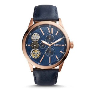 Fossil Flynn Mechanical Blue Dial Blue Leather Strap Watch for Men - BQ2219 Authentic Buy Shop Now