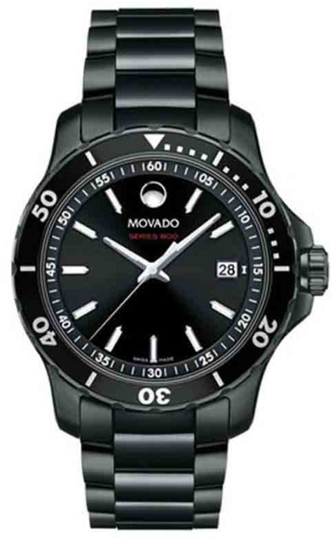 Movado Series 800 Black Dial Black Steel Strap Watch For Men - 2600143 Authentic Buy Shop Now