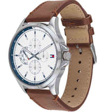 Tommy Hilfiger Multi Function Quartz White Dial Brown Leather Strap Watch for Men - 1791614 Authentic Buy Shop Now