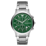 Emporio Armani Renato Chronograph Green Dial Silver Steel Strap Watch For Men - AR11507 Authentic Buy Shop Now