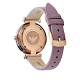 Emporio Armani Gianni Mother of Pearl Dial Purple Leather Strap Watch For Women - AR11003 Authentic Buy Shop Now