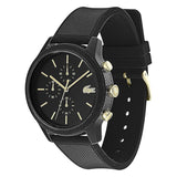 Lacoste 12.12 Chronograph Black Dial Black Silicon Strap Watch for Men - 2011012 Authentic Buy Shop Now
