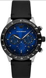 Emporio Armani Mario Chronograph Blue Dial Black Leather Strap Watch For Men - AR11522 Authentic Buy Shop Now