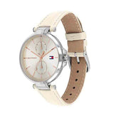Tommy Hilfiger Angela Silver Dial Cream Leather Strap Watch for Women - 1782123 Authentic Buy Shop Now