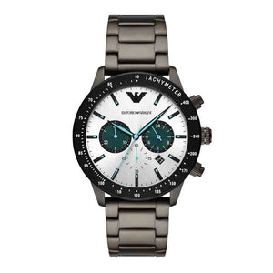 Emporio Armani Mario Chronograph White Dial Black Steel Strap Watch For Men - AR11471 Authentic Buy Shop Now