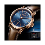 Maserati Epoca Blue Dial Brown Leather Strap Watch For Men - R8851118001 Authentic Buy Shop Now